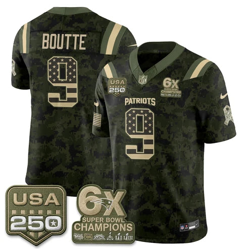 Kayshon Boutte New England Patriots 2026 Salute to Service Edition Vapor Jersey - Camo Flag