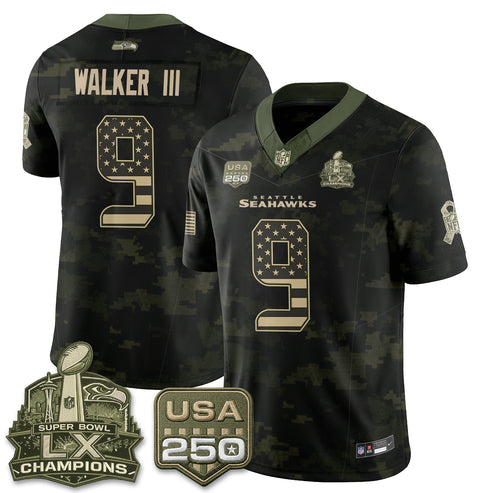 Kenneth Walker III Seattle Seahawks 2026 Salute to Service Edition Vapor Jersey - Camo Flag