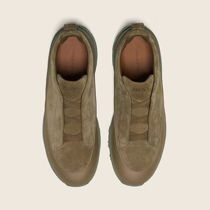 Men's Zegna Triple Stitch™ Monte Khaki Suede Sneakers
