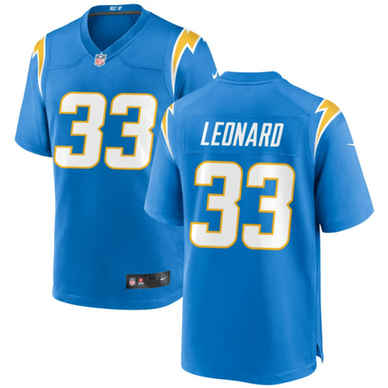 Deane Leonard Los Angeles Chargers 2026 Game Jersey - Powder Blue