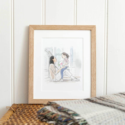 Couples Anniversary Engagement Line Portrait - Custom Portrait Art