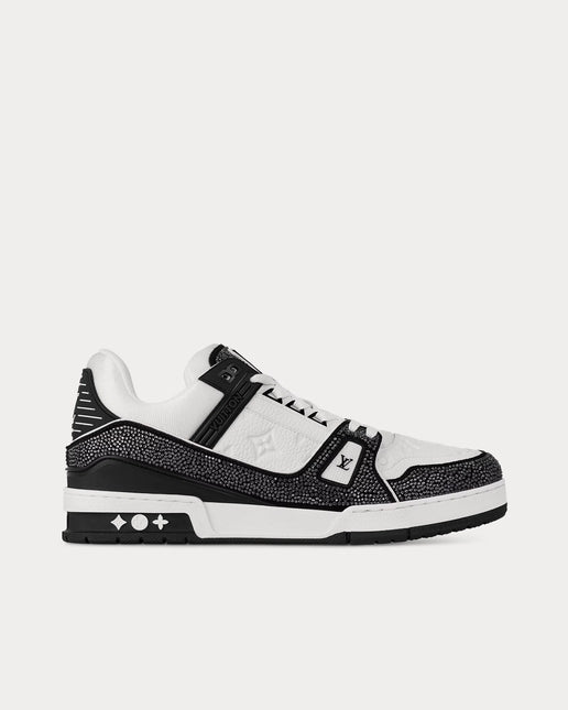Men's LV Trainers Swarovski Crystals & Monogram-Embossed Black Low Top Sneakers