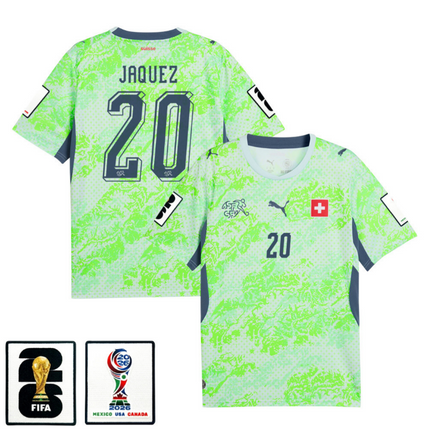Luca Jaquez Switzerland National Team 2026 x World Cup Patch Away Jersey - Green