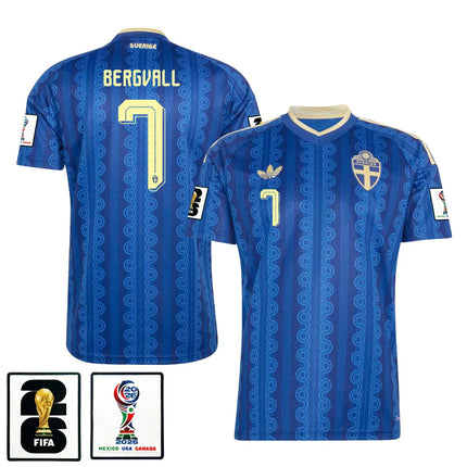 Lucas Bergvall Sweden National Team 2026 x World Cup Patch Away Jersey – Blue
