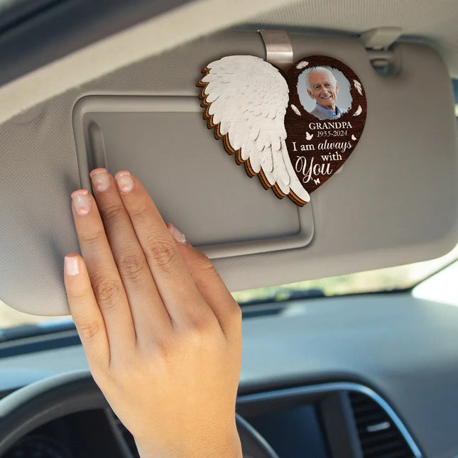 Custom Photo Although You Cannot See Me I'm Always With You - Personalized Custom Shaped Car Visor Clip