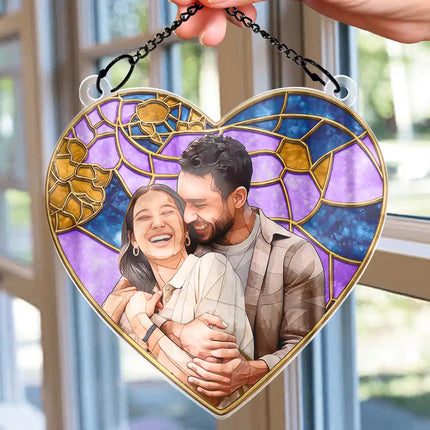 Custom Photo Stained Glass Portrait Mom Grandma Parents Family - Personalized Window Hanging Suncatcher Ornament