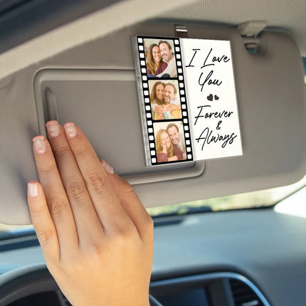 Custom Photo Drive Safe I Love You Couples Film Roll - Personalized Custom Shaped Acrylic Car Visor Clip