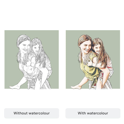 Mummy and Me Colour Block People Line Portrait - Custom Portrait Art