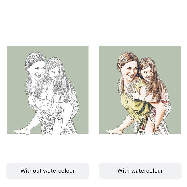Mummy and Me Colour Block People Line Portrait - Custom Portrait Art