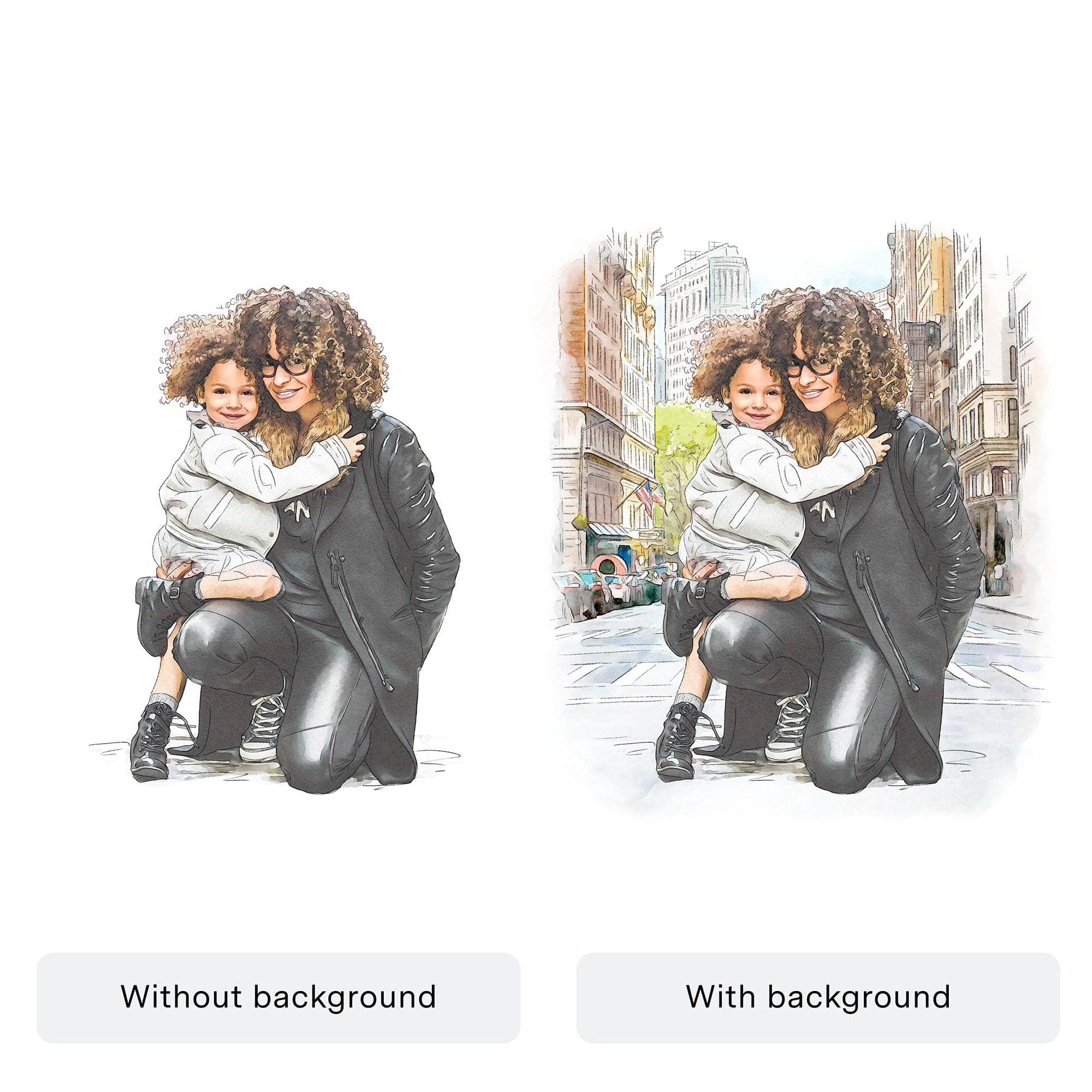 Mummy and Me Illustration - Custom Portrait Art