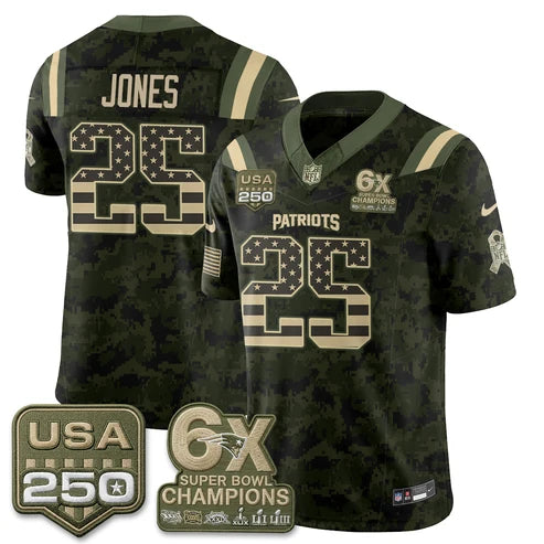 Marcus Jones New England Patriots 2026 Salute to Service Edition Vapor Jersey - Camo Flag
