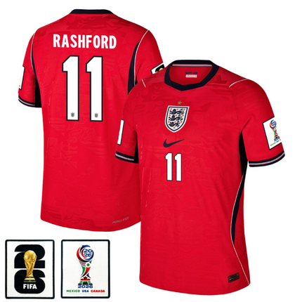 Marcus Rashford England National Team 2026 x World Cup Patch Away Jersey - Red