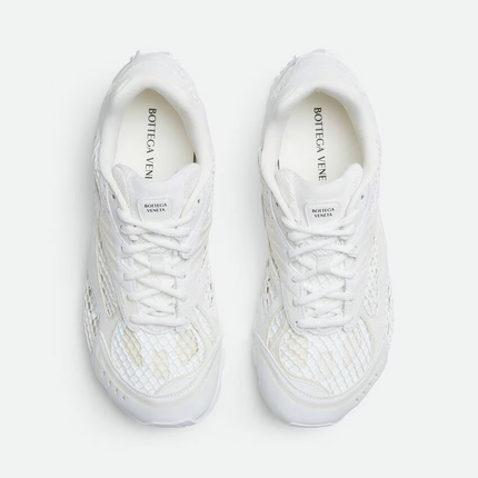 Men’s Bottega Veneta Orbit Flash Suede-Trimmed White Sneakers
