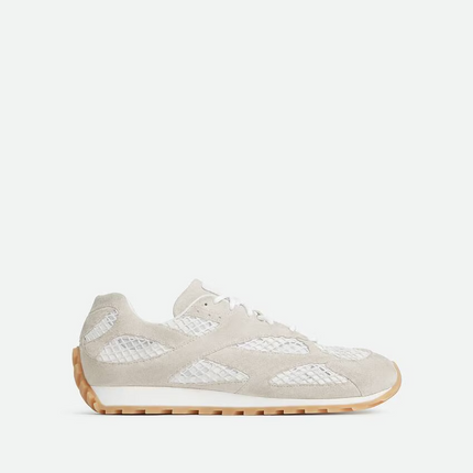 Men’s Bottega Veneta Orbit Flash Suede-Trimmed Sea Salt Sneakers