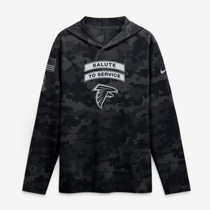 Atlanta Falcons 2026 Salute to Service Sideline Lightweight Hooded Dri-FIT Long Sleeve Top - Black