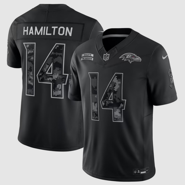 Ravens Kyle Baltimore Hamilton 2026 Salute to Service Stitched Limited Jersey - Black