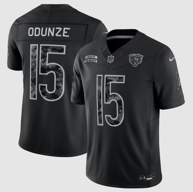 Rome Odunze Chicago Bears 2026 Salute to Service Stitched Limited Jersey - Black