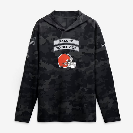 Cleveland Browns 2026 Salute to Service Sideline Lightweight Hooded Dri-FIT Long Sleeve Top - Black