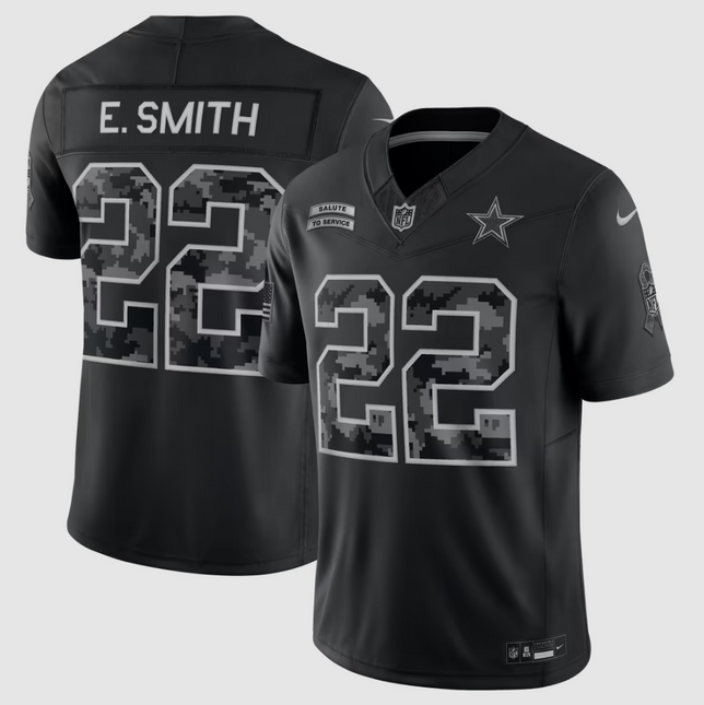 Emmitt Smith Dallas Cowboys 2026 Salute to Service Retired Player Stitched Limited Jersey - Black