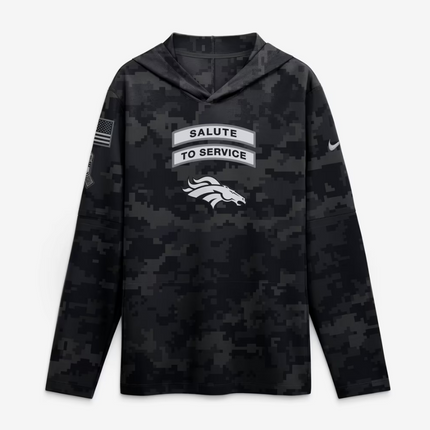 Denver Broncos 2026 Salute to Service Sideline Lightweight Hooded Dri-FIT Long Sleeve Top - Black