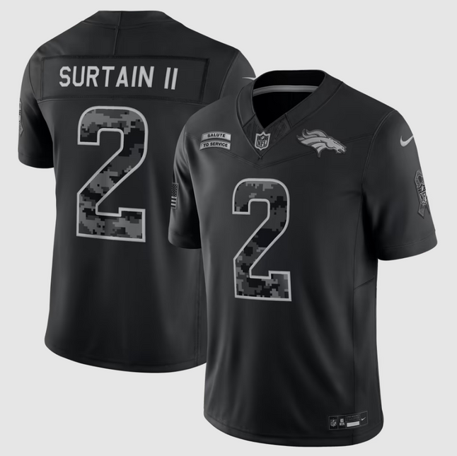 Patrick Surtain II Denver Broncos 2026 Salute to Service Stitched Limited Jersey - Black
