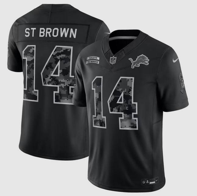Amon-Ra St. Brown Detroit Lions 2026 Salute to Service Stitched Limited Jersey - Black