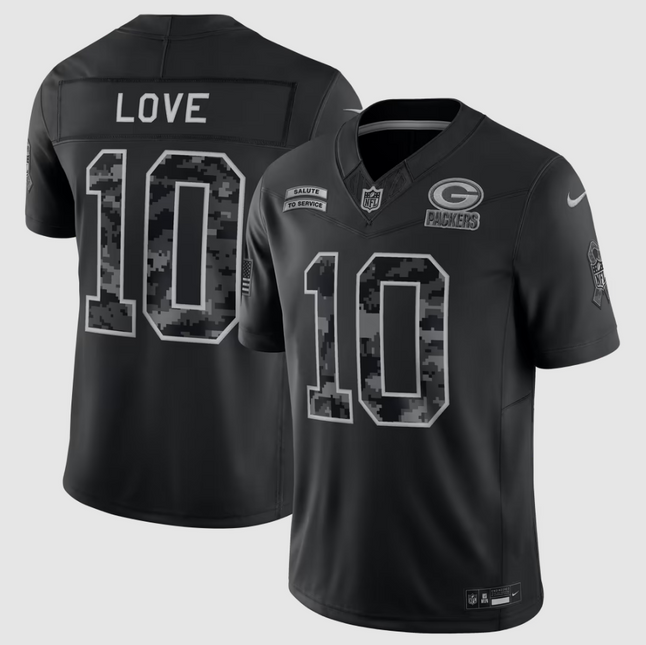 Jordan Love Green Bay Packers 2026 Salute to Service Stitched Limited Jersey - Black