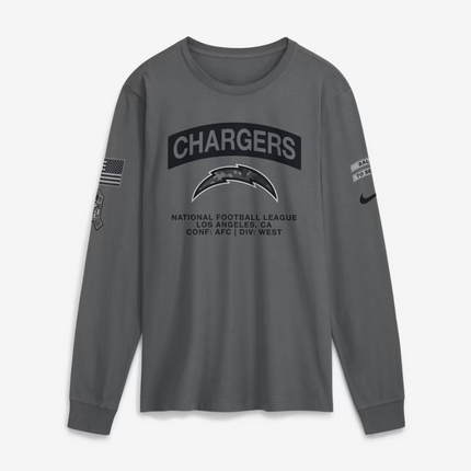 Los Angeles Chargers 2026 Salute to Service Long Sleeve T-Shirt - Gray