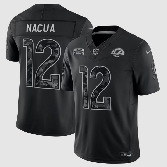 Puka Nacua Los Angeles Rams 2026 Salute to Service Stitched Limited Jersey - Black