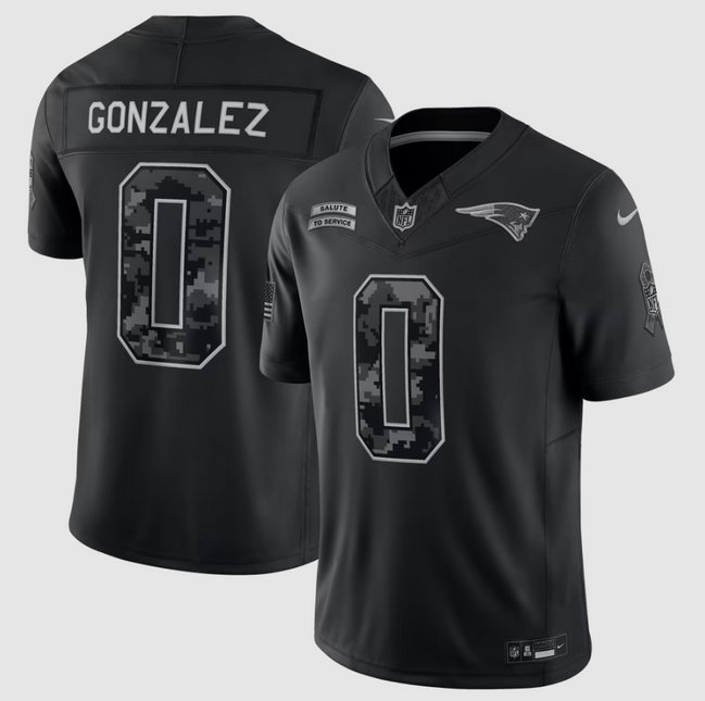 Christian Gonzalez New England Patriots 2026 Salute to Service Stitched Limited Jersey - Black