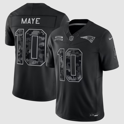 Drake Maye New England Patriots 2026 Salute to Service Stitched Limited Jersey - Black