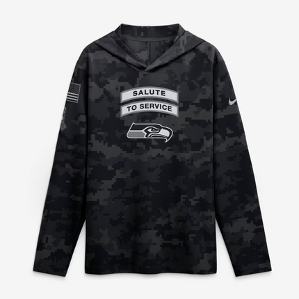 Seattle Seahawks 2026 Salute to Service Sideline Lightweight Hooded Dri-FIT Long Sleeve Top - Black