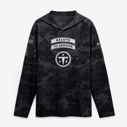 Tennessee Titans 2026 Salute to Service Sideline Lightweight Hooded Dri-FIT Long Sleeve Top - Black