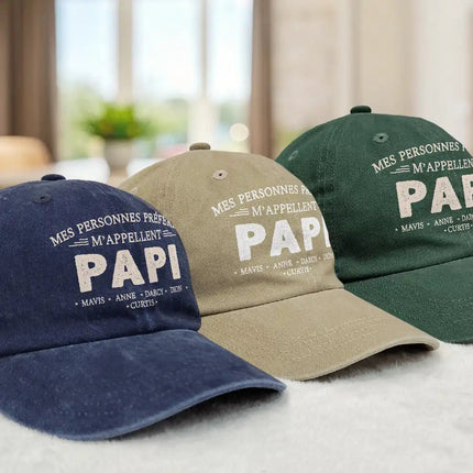 Mes Personnes Préférées M’Appellent Papa - Casquette En Denim Vintage Délavé Personnalisée