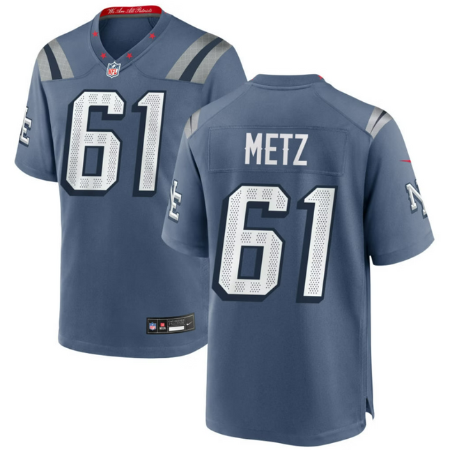 Lorenz Metz New England Patriots 2026 Rivalries Collection Game Jersey - Blue