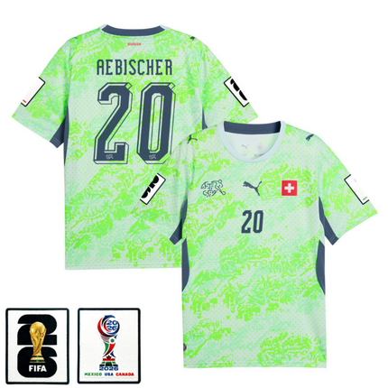 Michel Aebischer Switzerland National Team 2026 x World Cup Patch Away Jersey - Green