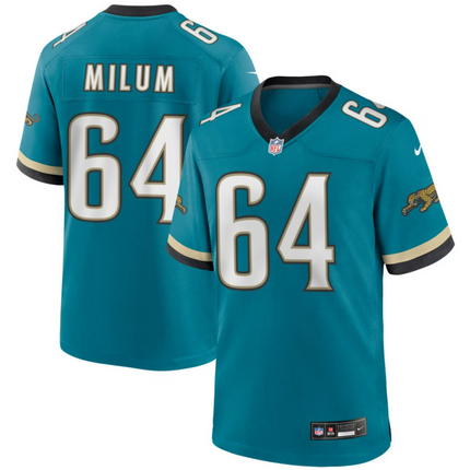 Wyatt Milum Jacksonville Jaguars 2026 Throwback Game Jersey - Teal Prowler
