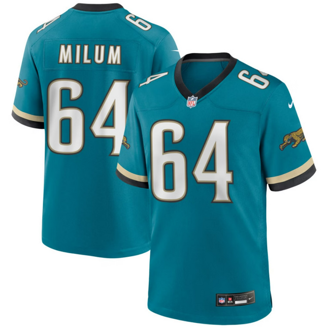 Wyatt Milum Jacksonville Jaguars 2026 Throwback Game Jersey - Teal Prowler