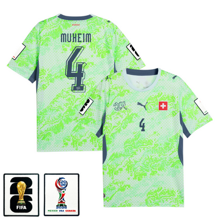 Miro Muheim Switzerland National Team 2026 x World Cup Patch Away Jersey - Green