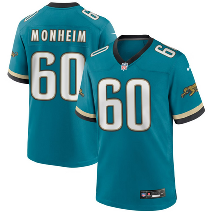Jonah Monheim Jacksonville Jaguars 2026 Throwback Game Jersey - Teal Prowler