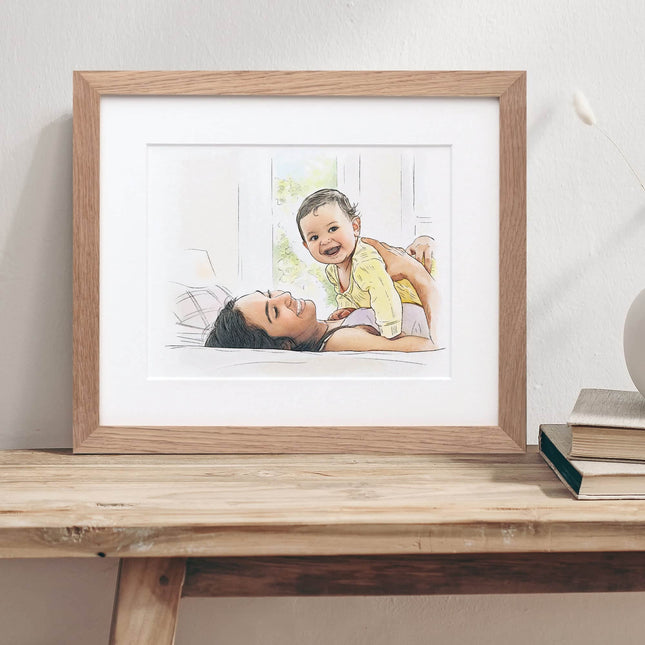 Mummy and Me Illustration - Custom Portrait Art