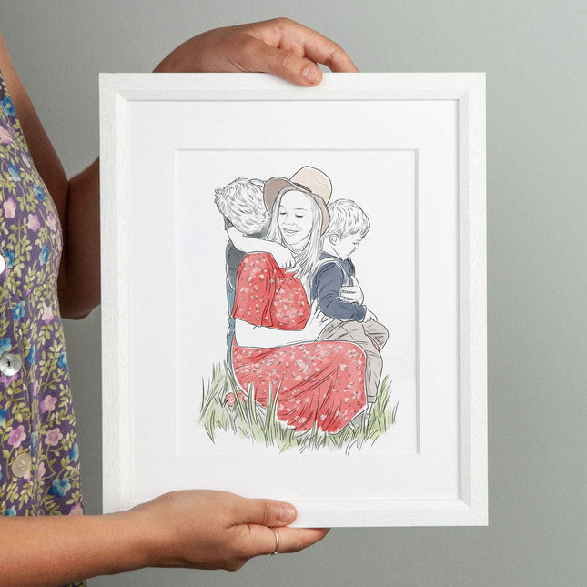 Mummy and Me Line Portrait - Custom Portrait Art
