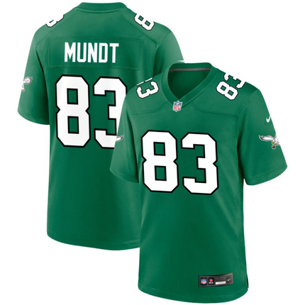 Johnny Mundt Philadelphia Eagles 2026 Alternate Game Jersey - Kelly Green