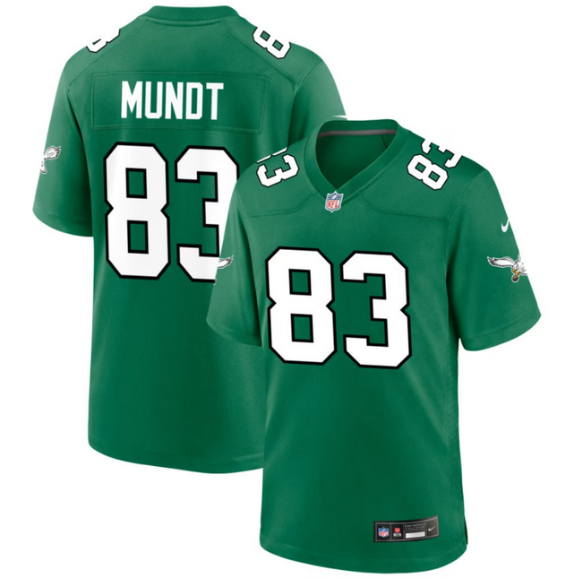Johnny Mundt Philadelphia Eagles 2026 Alternate Game Jersey - Kelly Green