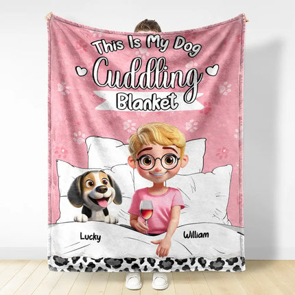 My Dog Cuddling Blanket - Personalized Fleece Blanket, Sherpa Blanket