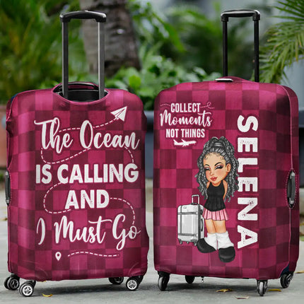 Collect Moments Not Things Travel Lover Y2K - Personalized Luggage Cover
