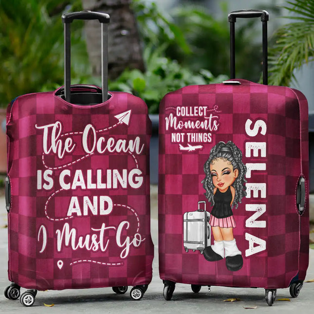 Collect Moments Not Things Travel Lover Y2K - Personalized Luggage Cover