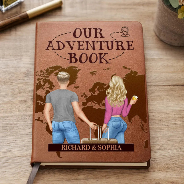 Our Adventure Book Travel Couple - Personalised Leather Journal
