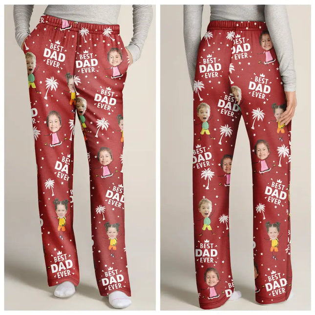 Custom Photo Best Dad Grandpa Ever - Personalized Pajama Pants