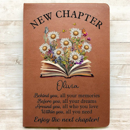 New Chapter Birth Month Flower - Personalized Leather Journal